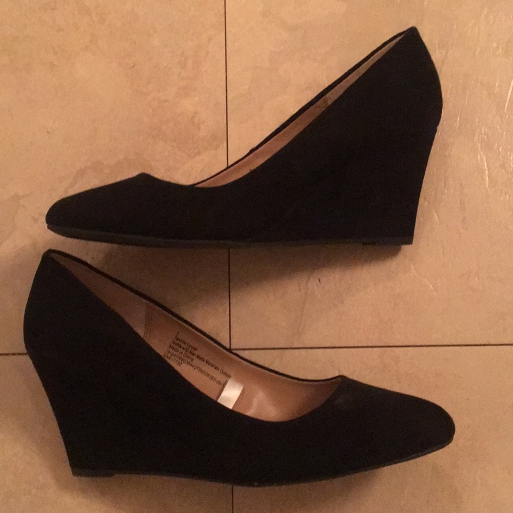 Black wedges. WORN ONCE!